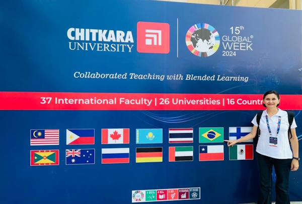 Profa. Luciana Pinto Sartori durante a Global Week 2026 na Índia